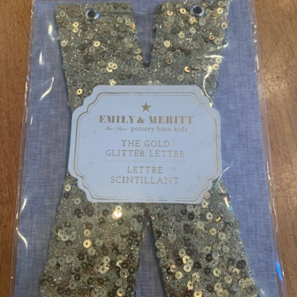 Pottery Barn Emily & Meritt Sequin Gold Letter X - New
